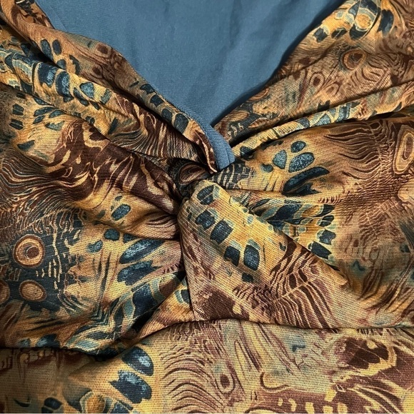 Vintage Faded Glory V-Neck Knot Front Printed Long Sleeve Top 22W-24W Y2K 90s - Picture 6 of 14